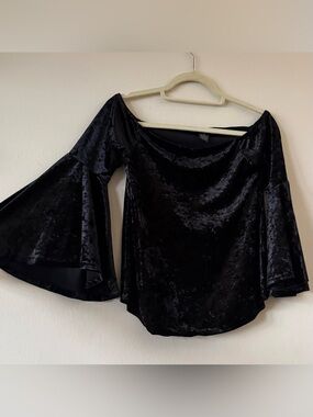 Goth Black Crushed Velvet Top